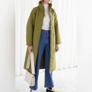▫️& Other Stories▫️Long Green Quilted Coat